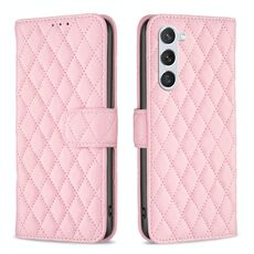 Per Samsung Galaxy S23 5G Diamond Lattice Wallet Custodia per cellulare in pelle (rosa)