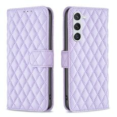 Per Samsung Galaxy S23 5G Diamond Lattice Portafoglio in pelle Flip Phone Case (viola)