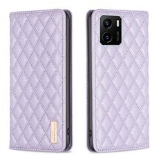 Per vivo Y15s Custodia per cellulare magnetica in pelle con reticolo diamantato (viola)