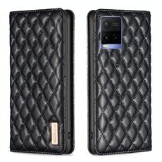 Per vivo Y21s / Y21 / Y33s Custodia per cellulare magnetica in pelle con reticolo diamantato (nero)