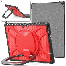 Custodia per tablet antiurto con cavalletto girevole per MicroSoft Surface Pro 9 (rosso)