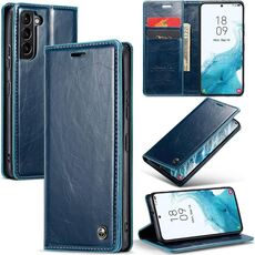 Custodia in pelle per Samsung Galaxy S22 5G CaseMe 003 Crazy Horse Texture (blu)
