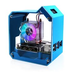 Per Raspberry Pi 4B Waveshare Desktop Computer Fan LED Light Mini Tower Set (blu)
