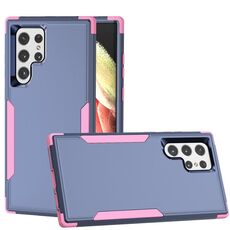 Custodia per telefono antiurto per Samsung Galaxy S22 Ultra 5G TPU + PC (blu reale + rosa)