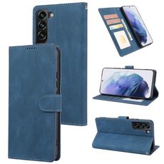 Per Samsung Galaxy S23+ 5G Custodia per telefono in PU con texture in pelle di vitello classica fantasia (blu)
