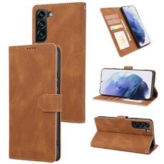 Per Samsung Galaxy S23+ 5G Custodia per telefono in PU con texture in pelle di vitello fantasia classica (marrone)