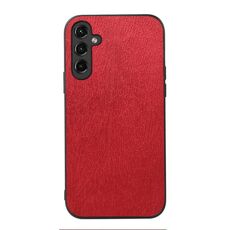 Per Samsung Galaxy A14 5G Custodia per telefono in PU con struttura in legno (rosso)
