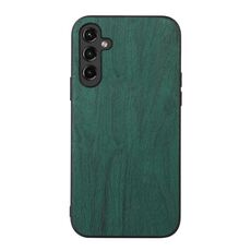 Per Samsung Galaxy A14 5G Custodia per cellulare in PU con struttura in legno (verde)