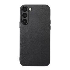 Per Samsung Galaxy S23 + 5G Custodia per telefono in PU con struttura in legno (nera)