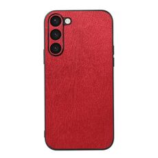 Per Samsung Galaxy S23 + 5G Custodia per telefono in PU con struttura in legno (rosso)