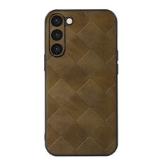 Per Samsung Galaxy S23 + 5G Weave Plaid Custodia per telefono in PU (verde)