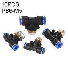 PB6-M5 LAIZE Connettore rapido pneumatico a T tipo T in plastica da 10 pezzi