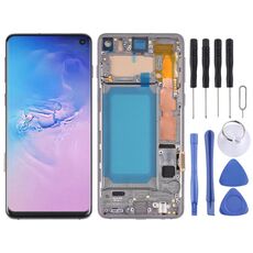 Schermo LCD TFT per Samsung Galaxy S10 SM-G973 Digitizer Assemblaggio completo con cornice, non supporta l'identificazione delle impronte digitali (nero)