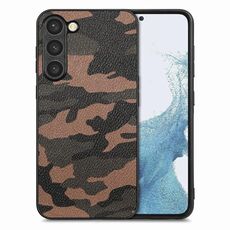 Per Samsung Galaxy S23 5G Cover posteriore in pelle mimetica Custodia per telefono (marrone)