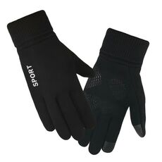 Q35 Guanti caldi da uomo in pelle scamosciata Touch Screen Guanti da ciclismo sportivi, taglia: taglia unica (nero)