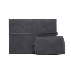Supporto per custodia protettiva per tablet Microsoft Surface Pro 8 (custodia nera in pelle di pecora sudafricana + borsa per alimentatore)