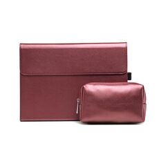 Supporto per custodia protettiva per tablet Microsoft Surface Pro 8 (custodia rossa in pelle di agnello in microfibra + borsa per alimentatore)
