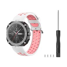 Per Huawei Watch GT Cyber cinturino traspirante bicolore (bianco + rosa)