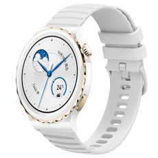 Per Huawei Watch GT3 Pro 43mm 20mm Cinturino in silicone a tinta unita con motivo a punti ondulati (bianco)