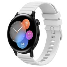 Per Huawei Watch GT3 42mm 20mm Cinturino in silicone tinta unita con motivo a pois ondulato (bianco)
