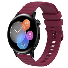 Per Huawei Watch GT3 42mm 20mm Cinturino in silicone tinta unita con motivo a pois ondulato (rosso vino)