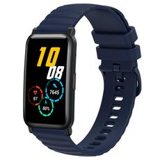 For Honor Watch ES Cinturino per orologio in silicone tinta unita con motivo a pois ondulato da 20 mm (blu navy)