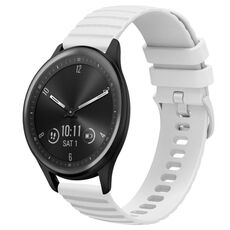 Per Garmin Vivomove Sport Cinturino per orologio in silicone tinta unita con motivo a punti ondulati da 20 mm (bianco)