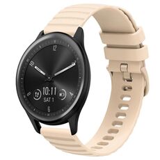 Per Garmin Vivomove Sport Cinturino per orologio in silicone tinta unita con motivo a pois ondulato da 20 mm (beige)