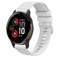 Per Garmin Venu 2 Plus cinturino in silicone tinta unita con motivo a punti ondulati da 20 mm (bianco)