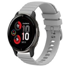 Per Garmin Venu 2 Plus cinturino in silicone tinta unita con motivo a punti ondulati da 20 mm (grigio)