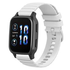 Per Garmin Forerunner Sq2 Cinturino per orologio in silicone tinta unita con motivo a pois ondulato da 20 mm (bianco)