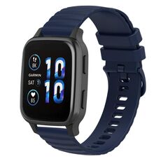 Per Garmin Forerunner Sq2 Music Cinturino per orologio in silicone tinta unita con motivo a pois ondulato da 20 mm (blu navy)