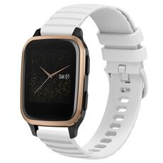 Cinturino per orologio in silicone tinta unita con motivo a punti ondulati da 20 mm Garmin Venu SQ (bianco)