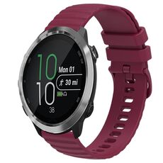 Per Garmin Forerunner 645 Music Cinturino per orologio in silicone tinta unita con motivo a punti ondulati da 20 mm (rosso vino)