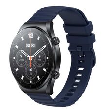 Per Xiaomi MI Watch S1 Cinturino per orologio in silicone tinta unita con motivo a pois ondulato da 22 mm (blu navy)
