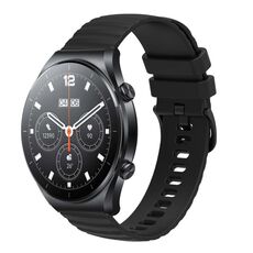 Per Xiaomi MI Watch S1 Cinturino per orologio in silicone tinta unita con motivo a punti ondulati da 22 mm (nero)