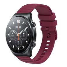 Per Xiaomi MI Watch S1 Cinturino per orologio in silicone tinta unita con motivo a pois ondulato da 22 mm (rosso vino)