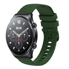 Per Xiaomi MI Watch S1 Cinturino per orologio in silicone tinta unita con motivo a pois ondulato da 22 mm (verde militare)