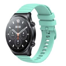 Per Xiaomi MI Watch S1 Cinturino per orologio in silicone tinta unita con motivo a pois ondulato da 22 mm (verde acqua)