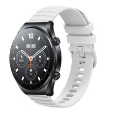 Per Xiaomi MI Watch S1 Pro Cinturino per orologio in silicone tinta unita con motivo a pois ondulato da 22 mm (bianco)