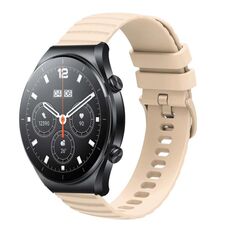 Per Xiaomi MI Watch S1 Pro Cinturino per orologio in silicone tinta unita con motivo a pois ondulato da 22 mm (beige)