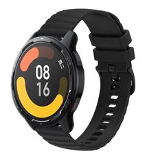 Per Xiaomi MI Watch Color 2 Cinturino in silicone a tinta unita con motivo a punti ondulati da 22 mm (nero)