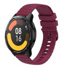 Per Xiaomi MI Watch Color 2 22mm Cinturino in silicone a tinta unita con motivo a punti ondulati (rosso vino)