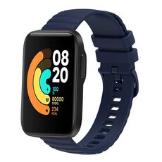 Per Xiaomi MI Watch Sport Cinturino per orologio in silicone tinta unita con motivo a pois ondulato da 22 mm (blu navy)
