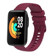 Per Xiaomi MI Watch Sport Cinturino per orologio in silicone tinta unita con motivo a pois ondulato da 22 mm (rosso vino)
