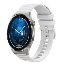 Per Huawei Watch GT3 Pro 46mm 22mm Cinturino in silicone tinta unita con motivo a pois ondulato (bianco)