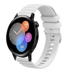 Per Huawei Watch GT3 46mm 22mm Cinturino in silicone tinta unita con motivo a pois ondulato (bianco)