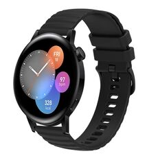 Per Huawei Watch GT3 46mm 22mm Cinturino in silicone tinta unita con motivo a pois ondulato (nero)