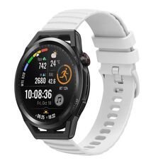 Per Huawei Watch GT Runner 22mm cinturino in silicone a tinta unita con motivo a punti ondulati (bianco)