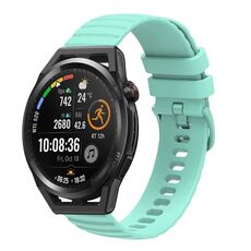 Per Huawei Watch GT Runner 22mm cinturino in silicone tinta unita con motivo a pois ondulato (verde acqua)